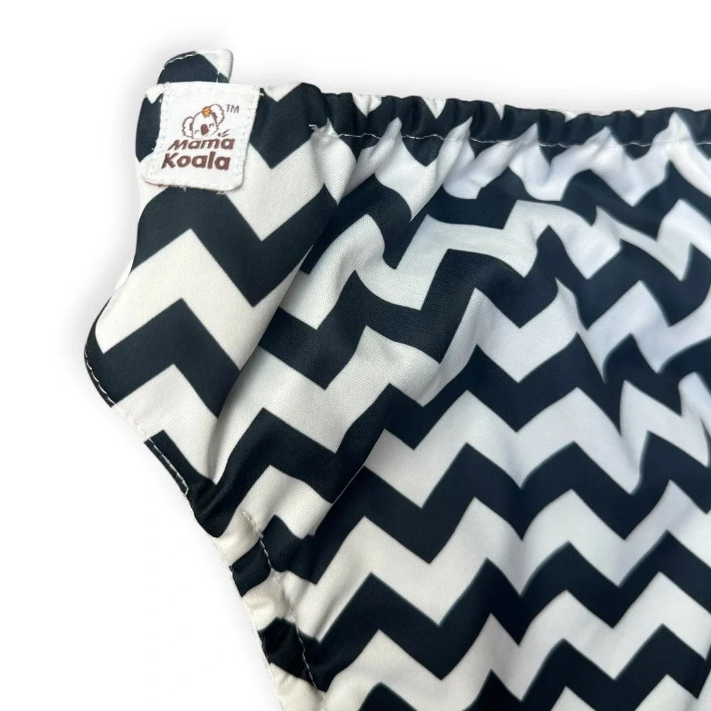 Mama Koala Cloth Diaper Covers Set of 2 Polka Dot Chevron Red Black White Snaps